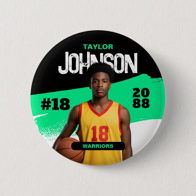 Basketball Player Senior Night Custom Photo Sports Button (Vorderseite)