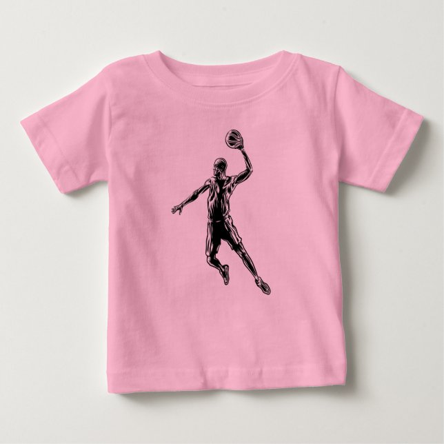 Basketball Player Slam Dunk Dunkles Design Baby T-shirt (Vorderseite)