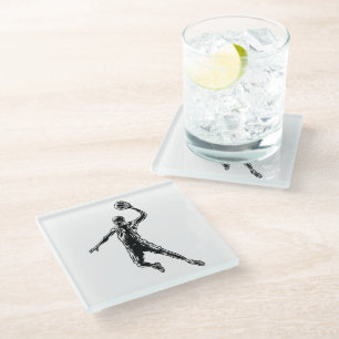 Basketball Player Slam Dunk Dunkles Design Glasuntersetzer