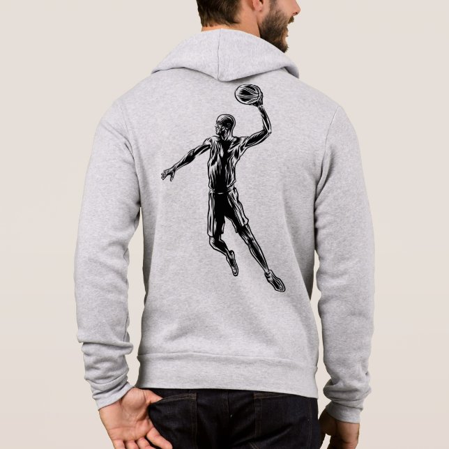 Basketball Player Slam Dunk Dunkles Design Hoodie (Rückseite)