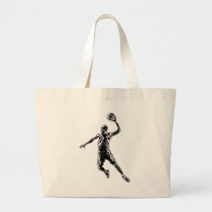 Basketball Player Slam Dunk Dunkles Design Jumbo Stoffbeutel