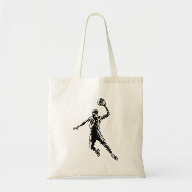 Basketball Player Slam Dunk Dunkles Design Tragetasche (Vorne)