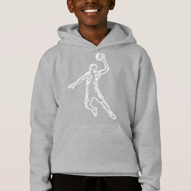 Basketball Player Slam Dunk Lichtdesign Hoodie (Vorderseite)