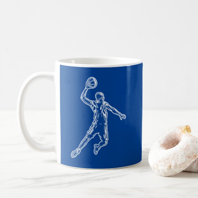 Basketball Player Slam Dunk Lichtdesign Kaffeetasse (Mit Donut)