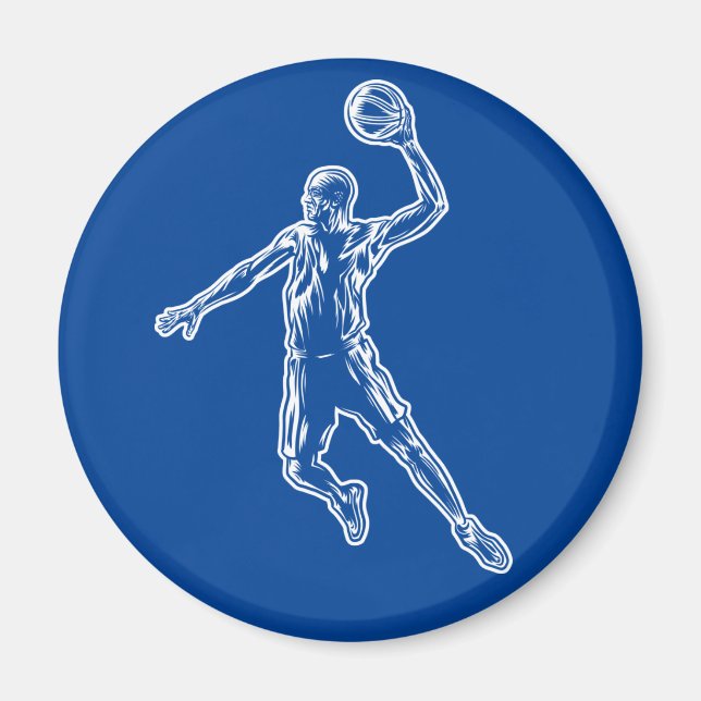 Basketball Player Slam Dunk Lichtdesign Magnet (Vorne)