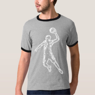 Basketball Player Slam Dunk Lichtdesign T-Shirt