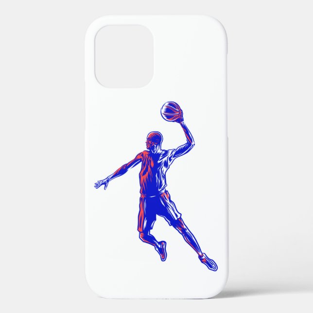 Basketball Player Slam Dunk, Rot und Blau Design Case-Mate iPhone Hülle (Rückseite)
