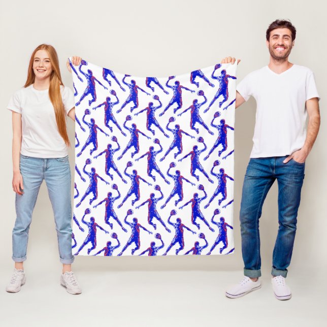 Basketball Player Slam Dunk, Rot und Blau Design Fleecedecke (Beispiel)