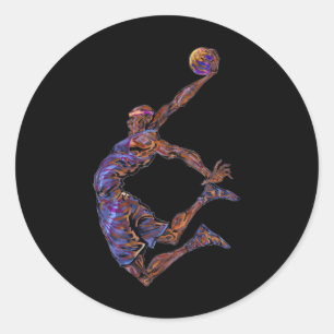 Basketball Player Slam Dunk Runder Aufkleber