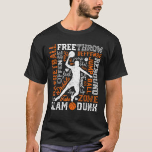 Basketball Player Slam Dunk Typografie Word Art Vi T-Shirt