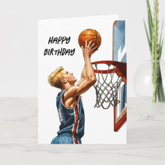 Basketball Player Slam Dunk Wasserfarbe Geburtstag Karte