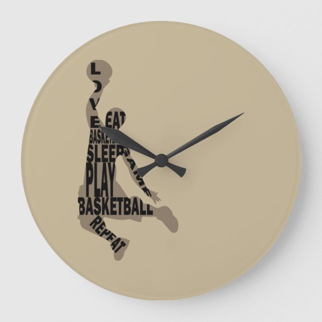 Basketball-Player-Slam mit Volltext Große Wanduhr (Vorderseite)
