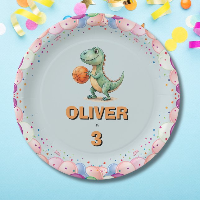 Basketball Player T-rex Geburtstag Pappteller (Von Creator hochgeladen)