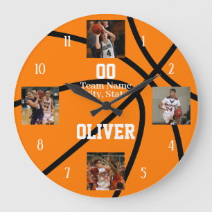 Basketball Player Team FotoCollage Große Wanduhr