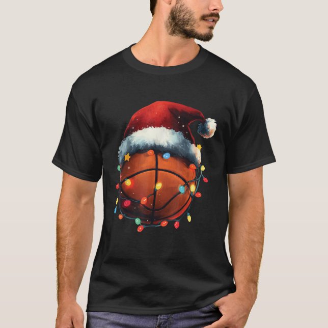 Basketball Player Xmas Weihnachtsmannmütze Basketb T-Shirt (Vorderseite)