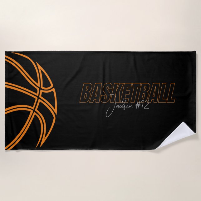Basketball Players Name Name Coach Black Sports Strandtuch (Vorderseite)