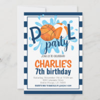 Basketball Pool Party Geburtstag Einladung