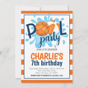 Basketball Pool Party Geburtstag Einladung
