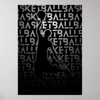 Basketball Poster Black and White | | Metal Look