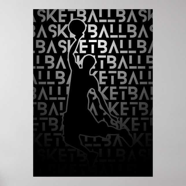 Basketball Poster Black and White | | Metal Look (Vorne)