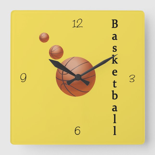 Basketball Quadratische Wanduhr (Vorderseite)