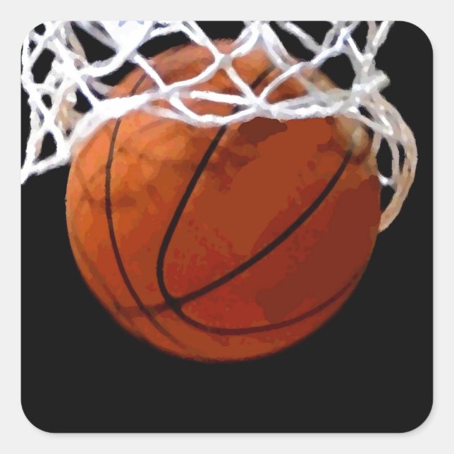 Basketball Quadratischer Aufkleber (Vorderseite)
