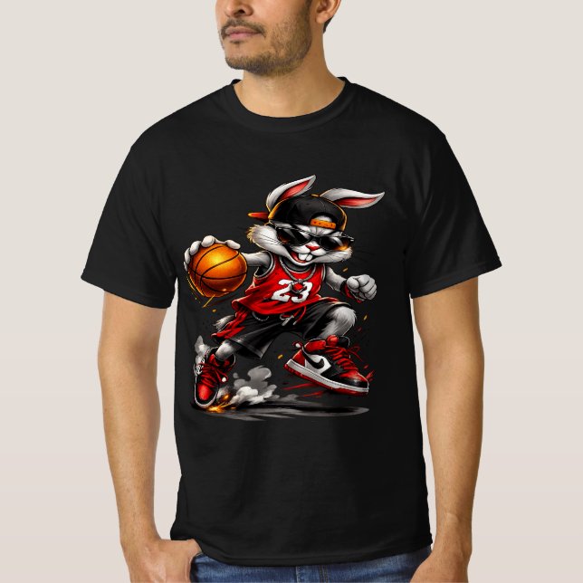 Basketball Rabbit Street Style Graphic T-Shirt  (Vorderseite)