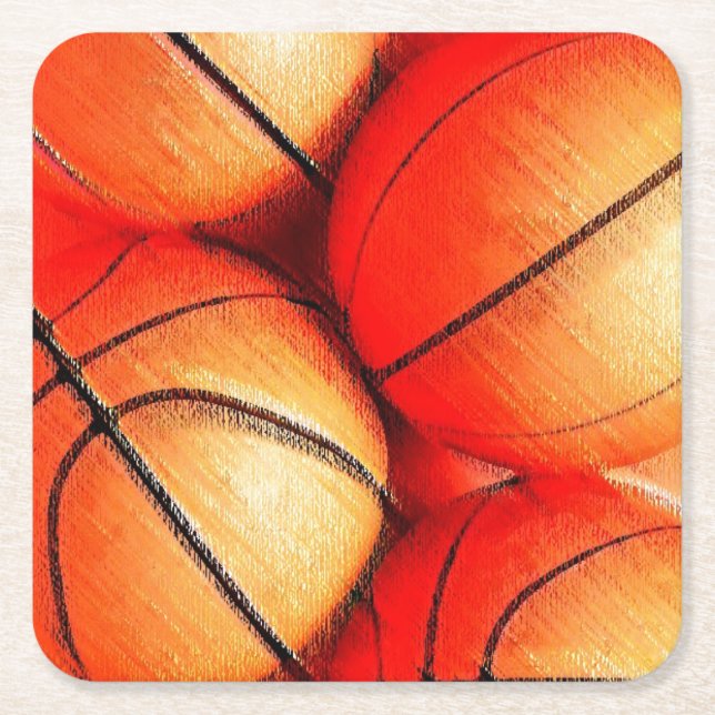 Basketball Rechteckiger Pappuntersetzer (Vorderseite)