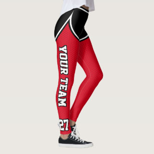 Basketball Red Black Outfits Varsity Sports Leggings