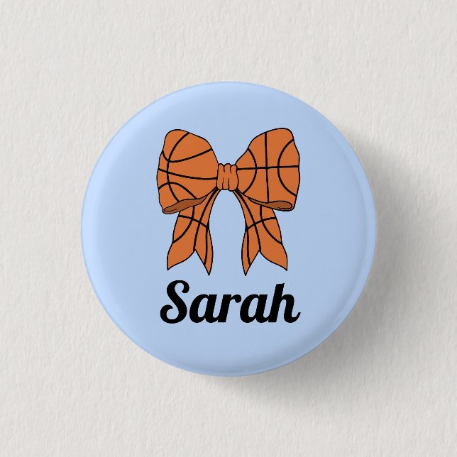 Basketball Ribbon Bow Custom Button (Vorderseite)