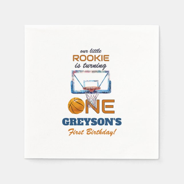 Basketball Rookie Of The Year First Birthday Serviette (Vorderseite)