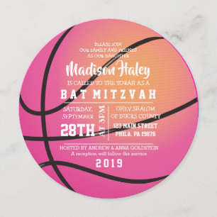 BASKETBALL ROSA Bat Mitzvah Einladung