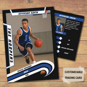 Basketball-Sammelkarten in lebendigem Blau-Schwarz Telefonnummerkarte