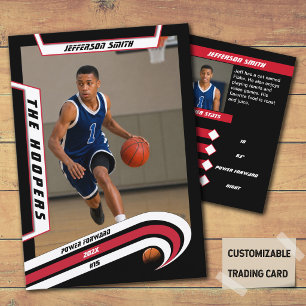 Basketball-Sammelkarten in lebendigem Rot-Schwarz Telefonnummerkarte