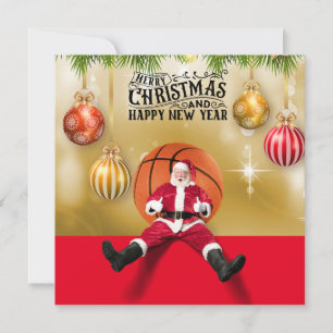 Basketball Santa Claus Frohe Weihnachten Neues Jah Karte