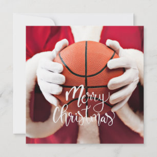 Basketball Santa Claus spielt mit Weihnachten Karte