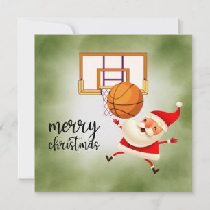 Basketball Santa Claus spielt mit Weihnachten Karte