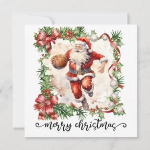 Basketball Santa Claus spielt mit Weihnachten Karte