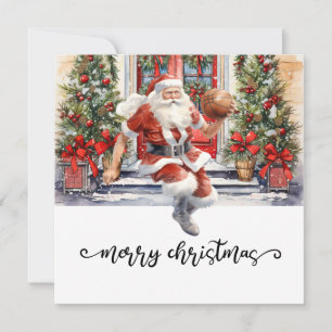 Basketball Santa Claus spielt mit Weihnachten Karte
