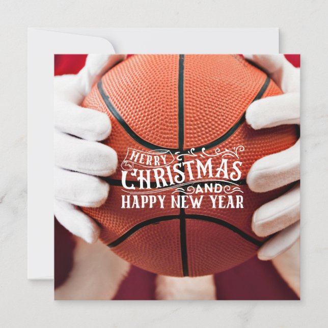 Basketball Santa Claus spielt mit Weihnachten Karte (Vorderseite)