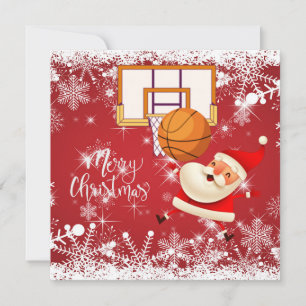 Basketball Santa Claus spielt mit Weihnachten Karte
