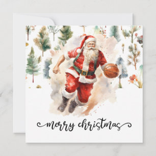 Basketball Santa Claus spielt mit Weihnachten Karte
