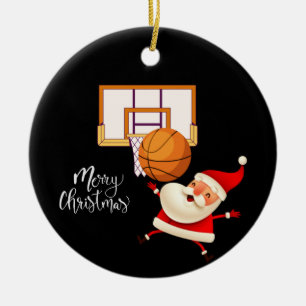 Basketball Santa Claus spielt mit Weihnachten Keramik Ornament