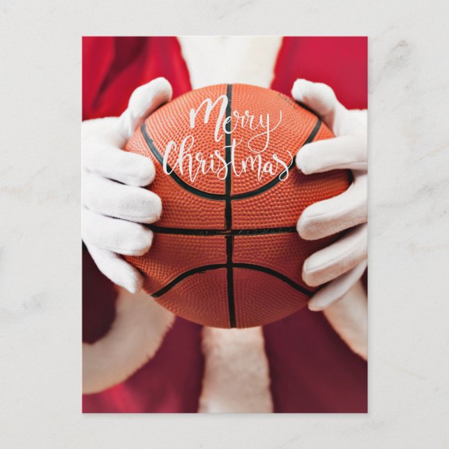 Basketball Santa Claus spielt mit Weihnachten Postkarte (Vorderseite)