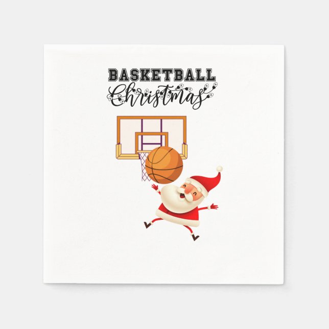 Basketball Santa Claus spielt mit Weihnachten Serviette (Vorderseite)