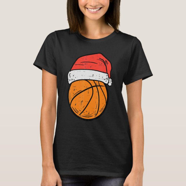 Basketball Santa Hat Christmas Xmas Boys Girls T-Shirt (Vorderseite)