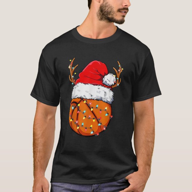 Basketball Santa Reindeer Funny Christmas Player  T-Shirt (Vorderseite)