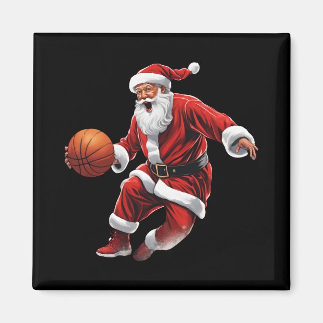 Basketball Santa Slam Dunk Ugly Weihnachten Magnet (Vorne)
