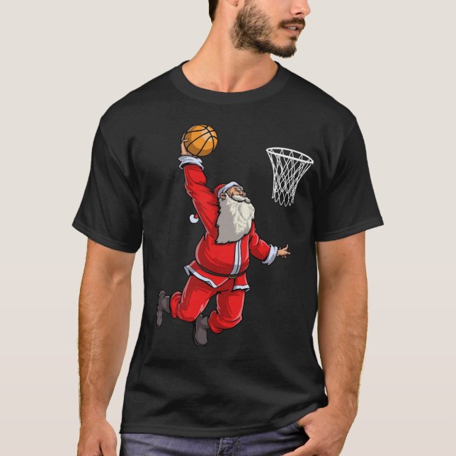 Basketball Santa Slam Dunk Weihnachts Weihnachtsba T-Shirt (Vorderseite)