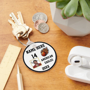 Basketball-Schlüsselanhänger mit Flame-Foto b@w Schlüsselanhänger